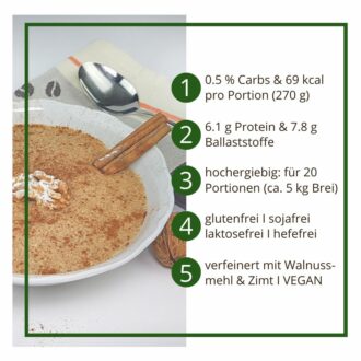Frühstücksbrei low carb glutenfrei vegan WALNUSS-ZIMT 400 g