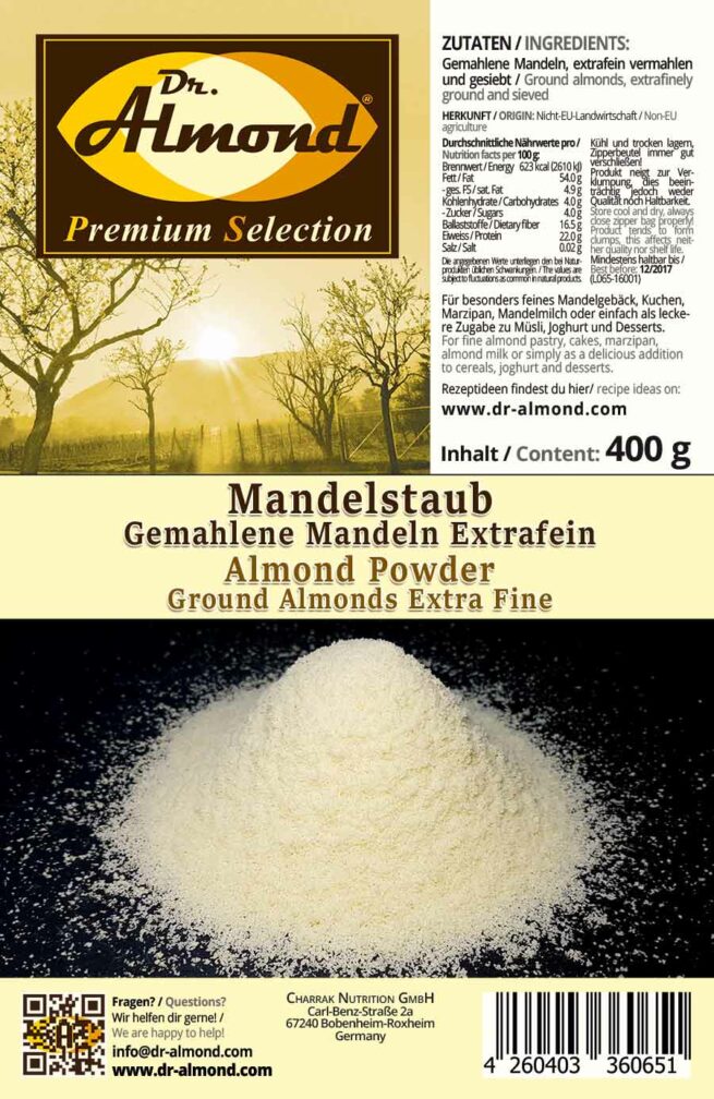 Mandelstaub extrafein low-carb backen glutenfreies Mehl Marzipan Mandelmilch