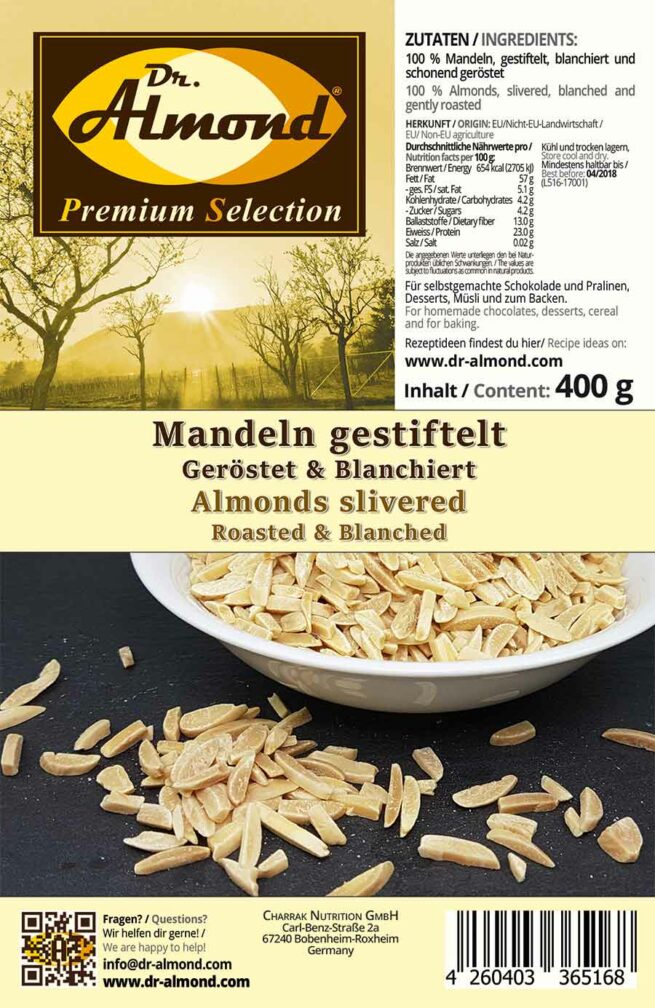 Mandeln gestiftelt - blanchiert & geröstet in Konditorenqualität