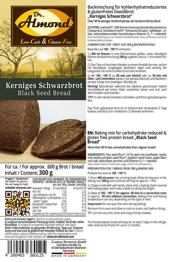 Kerniges Schwarzbrot low-carb keto glutenfrei paleo VEGAN Eiweissbrot ...