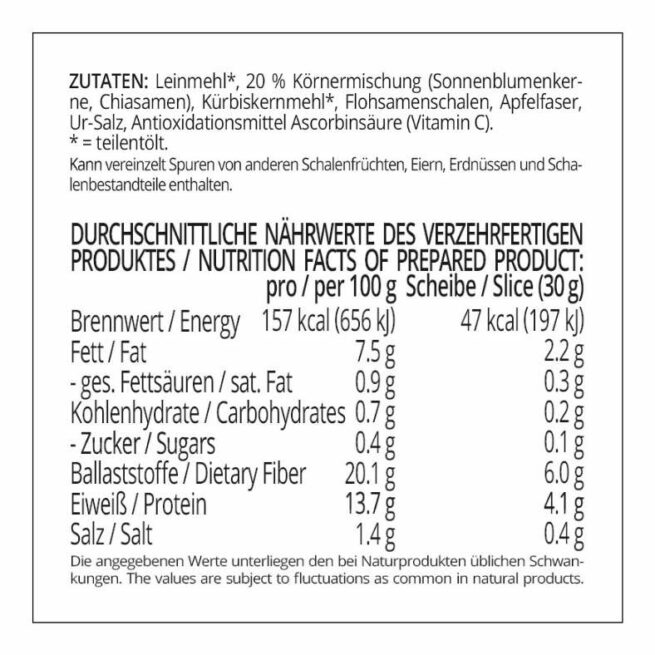 Kerniges Schwarzbrot low-carb keto glutenfrei paleo VEGAN Eiweissbrot Backmischung mit Chia ALLERGENFREI