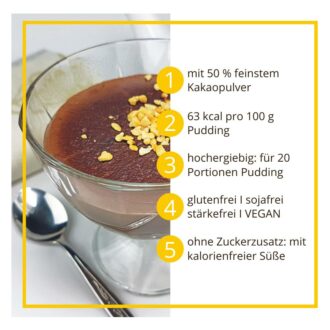 Pudding SCHOKOLADE low-carb glutenfrei keto – Puddingpulver ohne Stärke zuckerfrei laktosefrei vegan