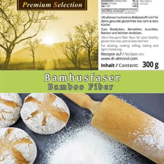 Bambusfaser Ballaststoffmehl low carb glutenfrei - Kartoffelfaser-Ersatz mit 0 % Kohlenhydraten - Zum Backen, Bemehlen & Ausrollen