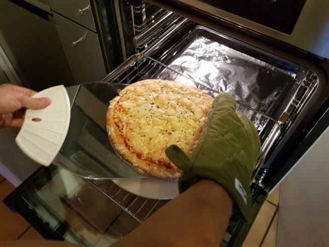 Rezept Steinofenpizza low carb glutenfrei Pizza vom Stein selbstgemacht mit Bambusfaser 53