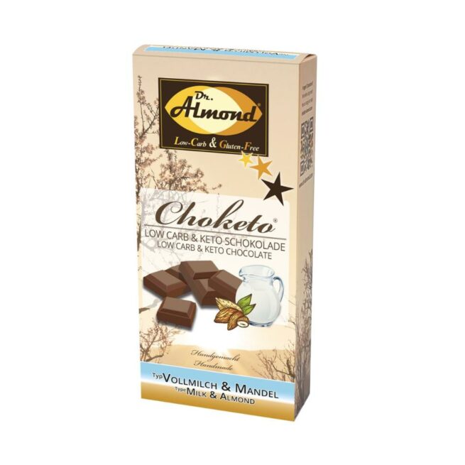 CHOKETO Low Carb & Keto Schokolade Typ VOLLMILCH & MANDEL – 3 Tafeln – handgemacht