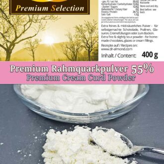 Premium Rahmquarkpulver 55 % aus Sahnequark - Der Frische-Kick für selbstgemachte low carb Schokolade & Pralinen wie Yoghurette