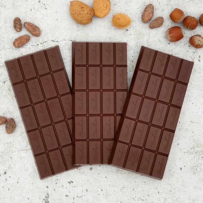 CHOKETO Low Carb & Keto Schokolade MIX-Paket ZARTBITTER – PUR + MANDEL + HASELNUSS – 3 Tafeln – handgemacht