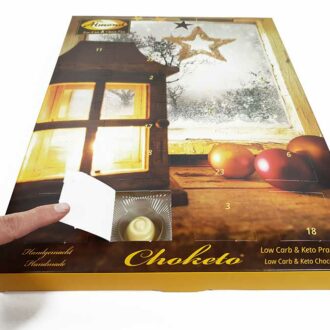 CHOKETO lowcarb Adventskalender - 24 low carb Pralinen - Schokolade und Füllungen ohne Zuckerzusatz - keto