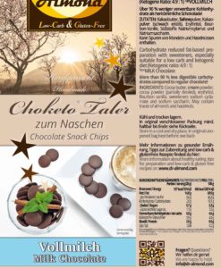 CHOKETO Taler zum Naschen VOLLMILCH - low carb & keto Schokolade - handgemacht - Schokoladenchips Snack zuckerfrei
