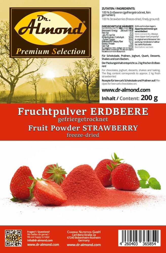 Fruchtpulver ERDBEERE Erdbeerpulver gefriergetrocknet 100% Natur