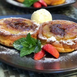 Rezept Ananas-Pancake-Dessert mit Nougatkern lowcarb