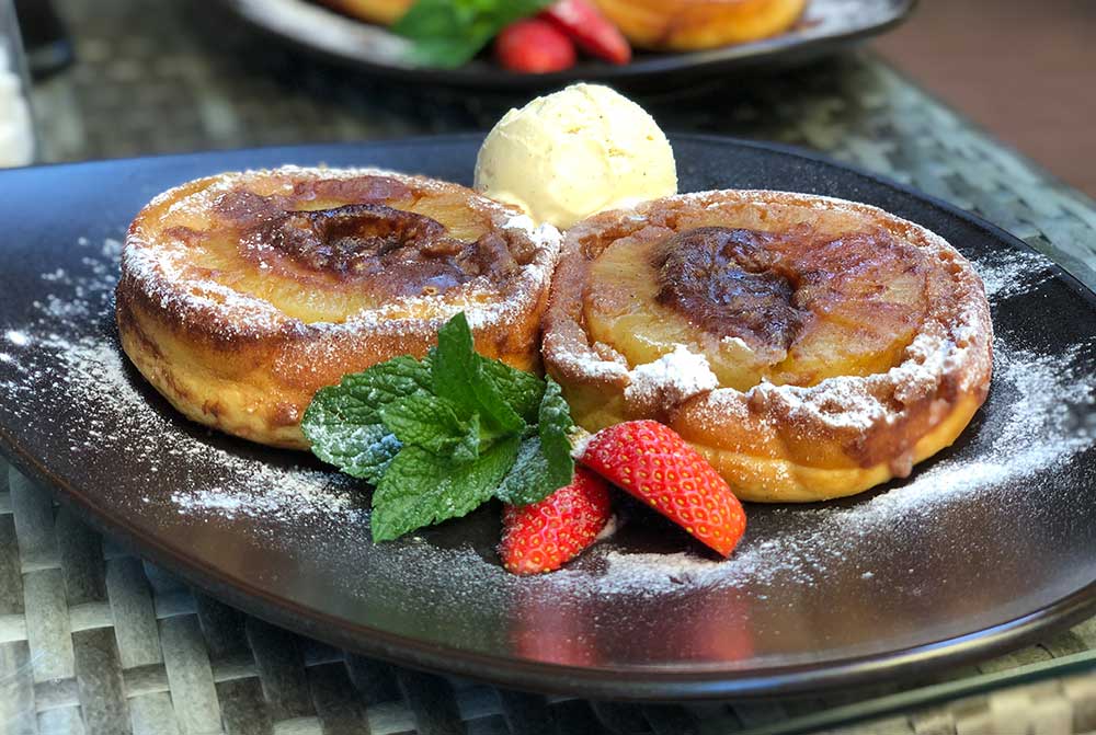 Rezept Ananas-Pancake-Dessert mit Nougatkern lowcarb