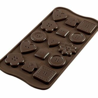 251-00_Silikomart SCG29 CHOCO BUTTONS Silikonform Pralinenform Knöpfe low carb Schokolade