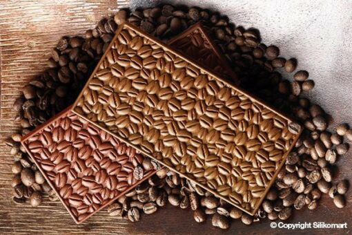 258-00_Silikomart SCG39 COFFEE CHOCO BAR Silikonform Schokoladenform Tafel extra dick mit Kaffeebohnenmuster 86 ml low carb Schokolade keto