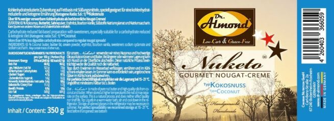 Nuketo KOKOSNUSS Gourmet Nougat-Creme low carb keto | ohne Zuckerzusatz | ohne Palmöl