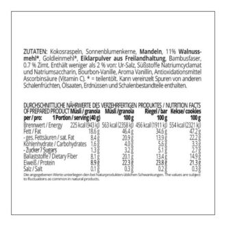 Müslizauber WALNUSS-ZIMT low-carb Granola Protein Müsli glutenfrei Müslimischung keto LCHF