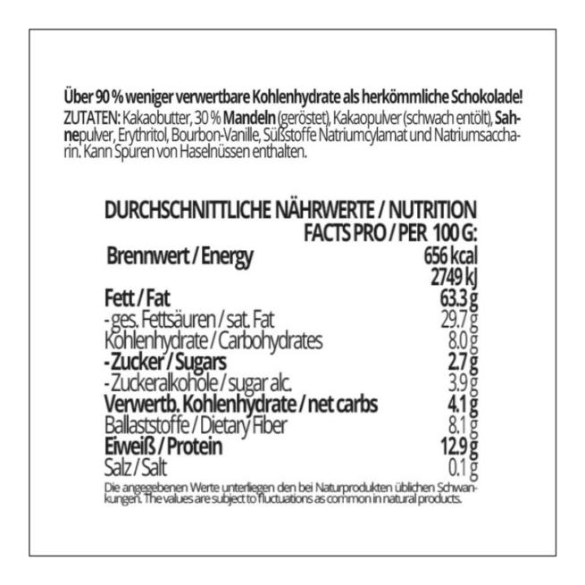 CHOKETO Low Carb & Keto Schokolade ZARTBITTER & MANDEL – 3 Tafeln – handgemacht – ohne Zuckerzusatz