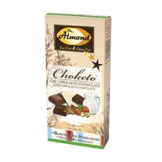 CHOKETO Low Carb & Keto Schokolade Bunter Mix HASELNUSS – 3 Tafeln – handgemacht – ohne Zuckerzusatz