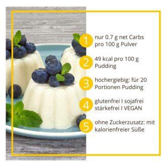 Pudding SAHNE low-carb glutenfrei keto – Puddingpulver ohne Stärke zuckerfrei laktosefrei vegan