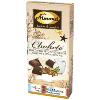 CHOKETO Low Carb & Keto Schokolade Bunter Mix MANDEL – 3 Tafeln – handgemacht - ohne Zuckerzusatz