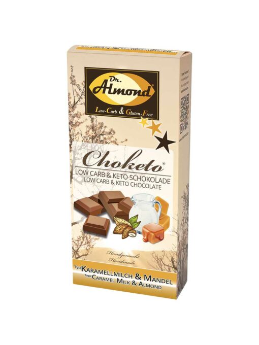 CHOKETO Low Carb & Keto Schokolade KARAMELLMILCH & MANDEL – 3 Tafeln – handgemacht - ohne Zuckerzusatz