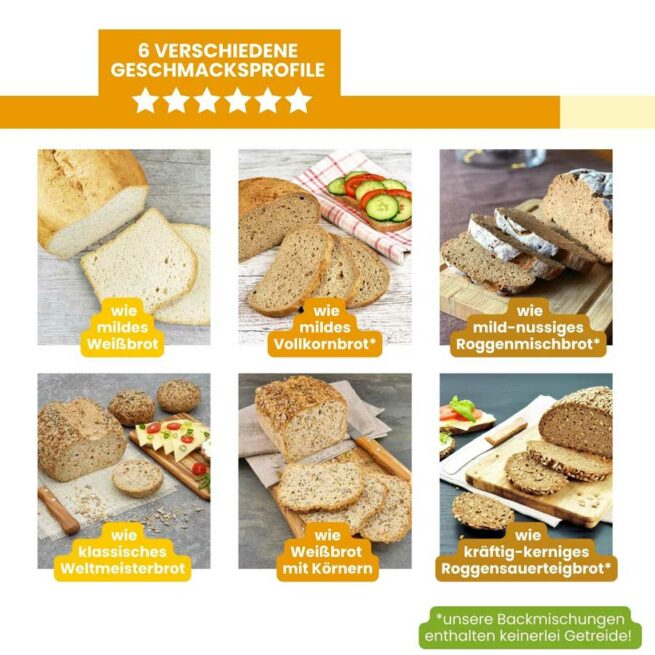 LOW CARB PROBIERBOX 1: Unsere beliebtesten Brotbackmischungen | mit 6 Probepäckchen zum Testen | glutenfrei keto paleo