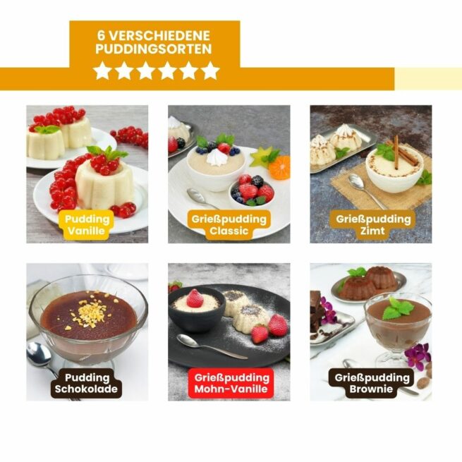 LOW CARB PROBIERBOX 3: Pudding & Grießpudding | mit 6 Probepäckchen zum Testen | glutenfrei keto |ohne Zuckerzusatz | VEGAN