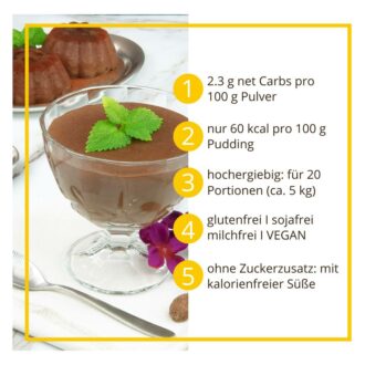 Grießpudding BROWNIE low-carb glutenfrei keto – Grießbrei ohne Stärke zuckerfrei laktosefrei vegan