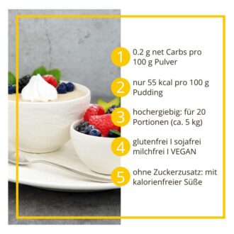 Grießpudding CLASSIC low-carb glutenfrei keto – Grießbrei ohne Stärke zuckerfrei laktosefrei vegan