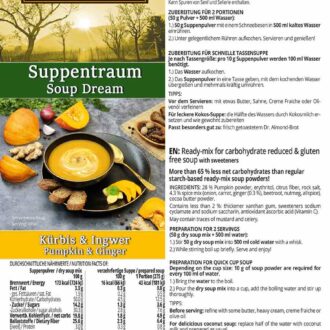 Suppentraum Kürbis & Ingwer Tütensuppe low-carb glutenfrei keto vegan