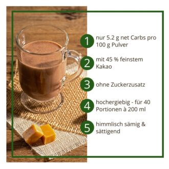 Trinkschokolade TOFFEE – Trinkkakao Kakaopulver low-carb keto glutenfrei sojafrei