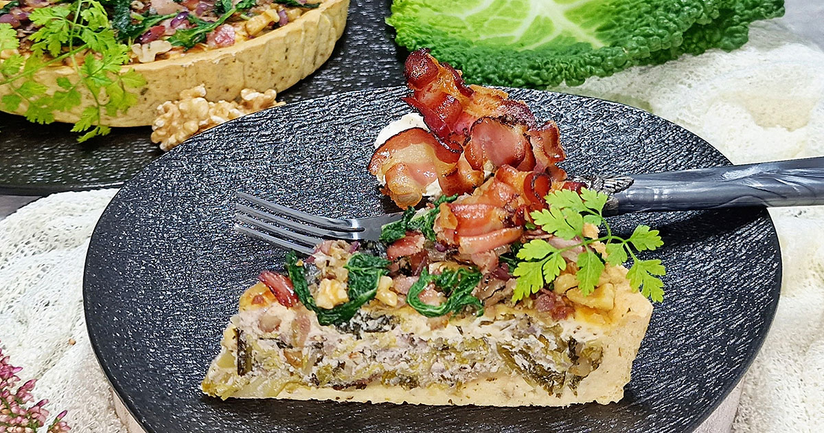 Wirsing Ricotta Quiche mit Speck und Walnüssen low-carb keto glutenfrei ...