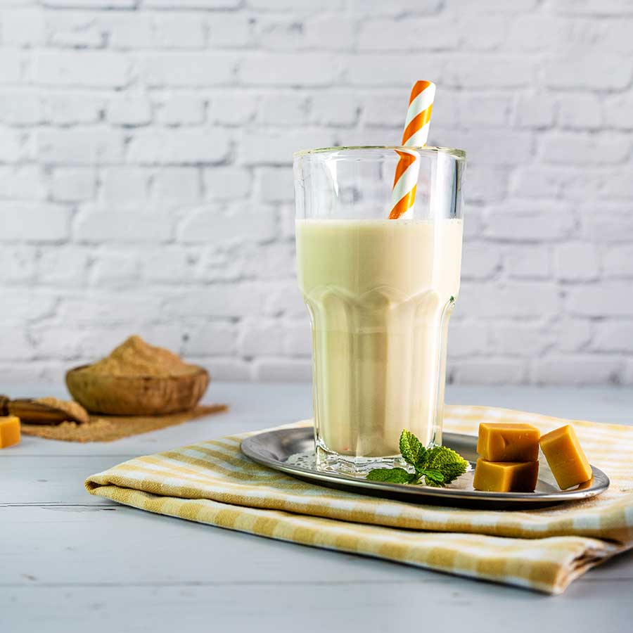 Protein MILCHSHAKE Toffee-Karamell Proteinshake Ketoshake Proteinpulver - fertiges Getränk