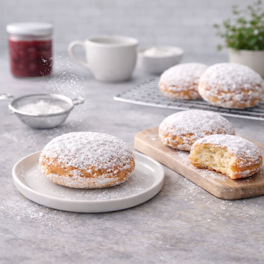 Mini-Berliner & Donuts Backmischung low carb glutenfrei Krapfen zuckerfrei zum Frittieren