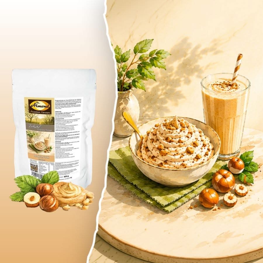 389-03_Zuketo Gourmet Flavour HASELNUSS Geschmackspulver low carb keto ohne Zuckerzusatz